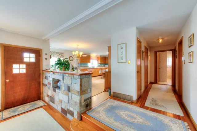 a view of an entryway with dining area