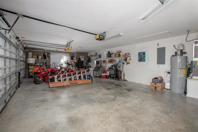 a view of a garage with a bike and garage