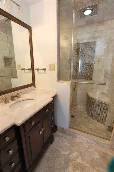 534 Harrogate Road Upper St. Clair, PA 15241 - Photo 15 of 25 New bath with walk in shower with glass enclosure, new vanity and sink