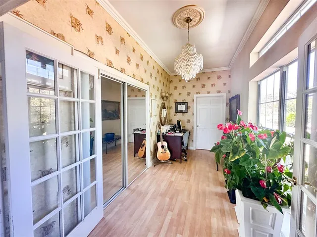 a very nice looking room with wooden floor and a potted plant