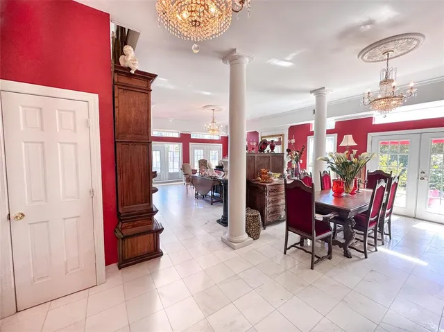 a view of a dining area with furniture