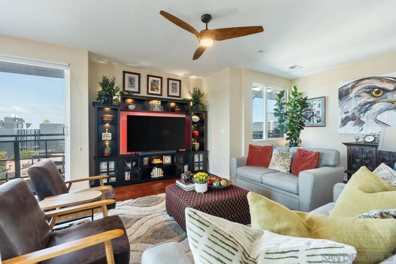 3650 Fifth Avenue, Unit 614 San Diego, CA 92103 - Photo 25 of 62 a living room with furniture and a flat screen tv