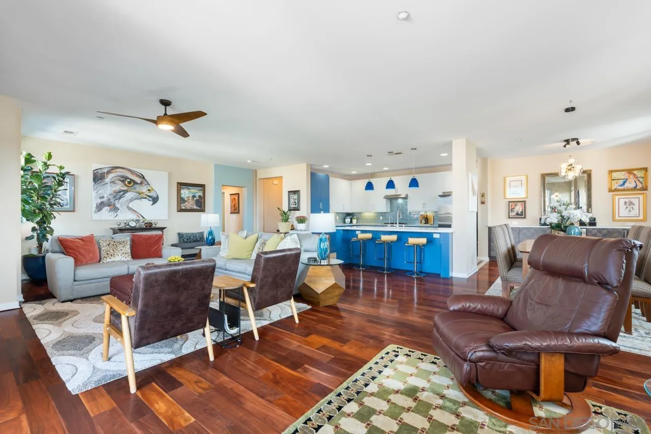 3650 Fifth Avenue, Unit 614 San Diego, CA 92103 - Photo 26 of 62 a living room with furniture and a view of kitchen