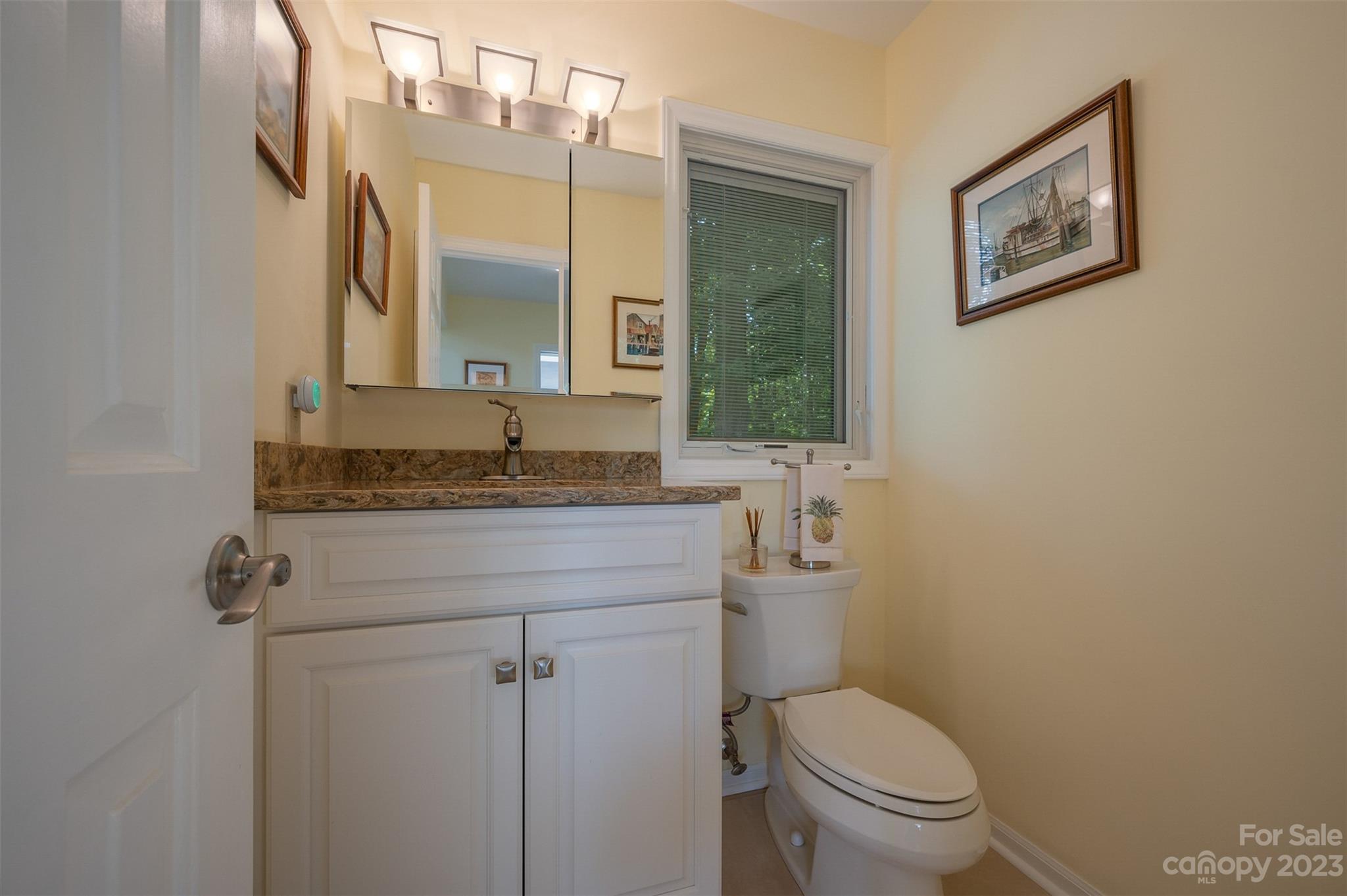 900 Club Road Tryon, NC 28782 - Photo 31 of 48 a bathroom with a granite countertop toilet sink and mirror