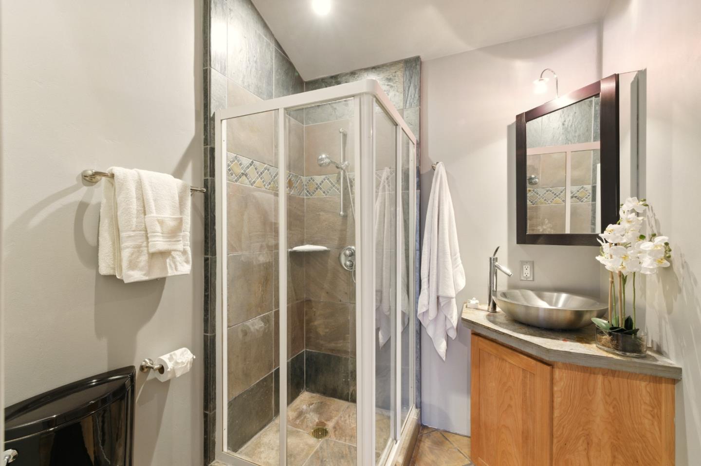 31475 Highway 1 Carmel, CA 93923 - Photo 16 of 43 a bathroom with a sink a mirror and shower