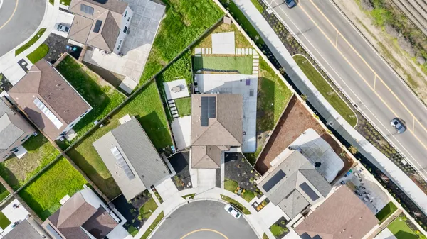 an aerial view of a house