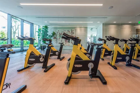 a view of a room with gym equipment