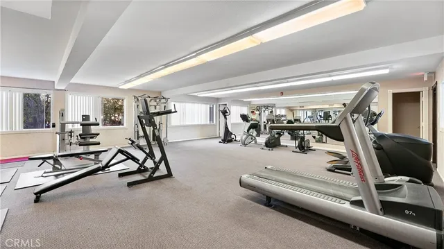a view of a room with gym equipment