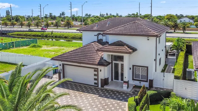 an aerial view of a house