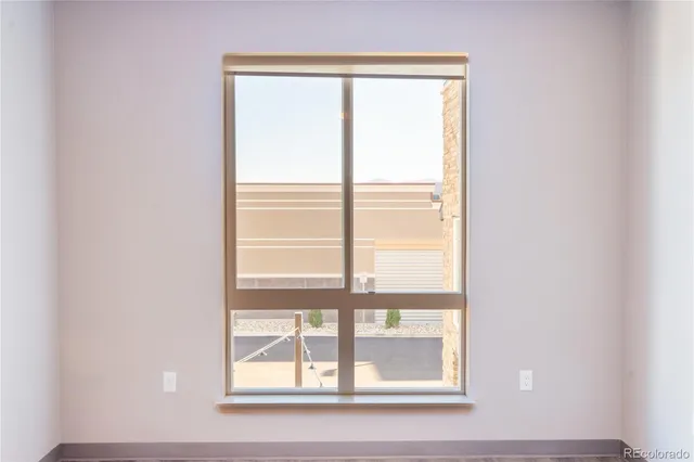 a view of a small space with a window