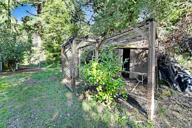 a backyard of a house with lots of green space