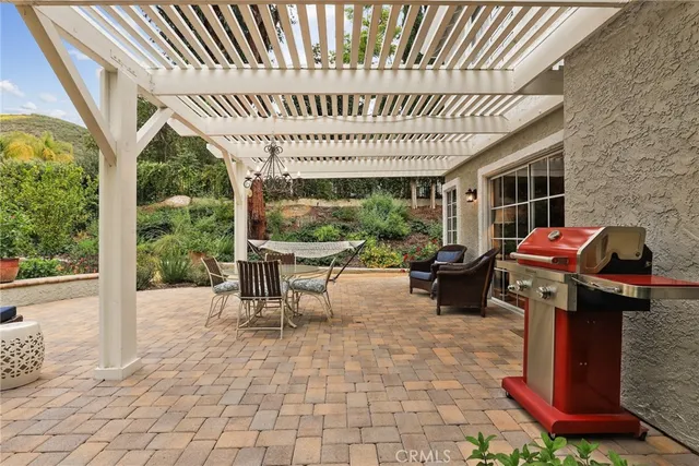 a view of a garden with potted plants