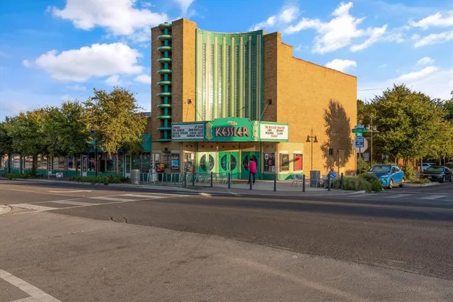a view of a building with a street