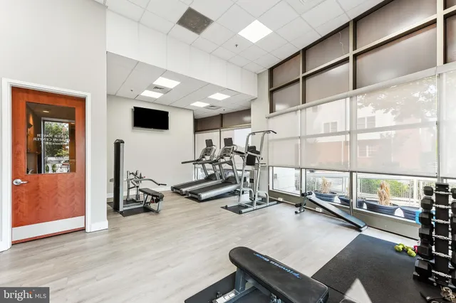 a view of a terrace with seating area