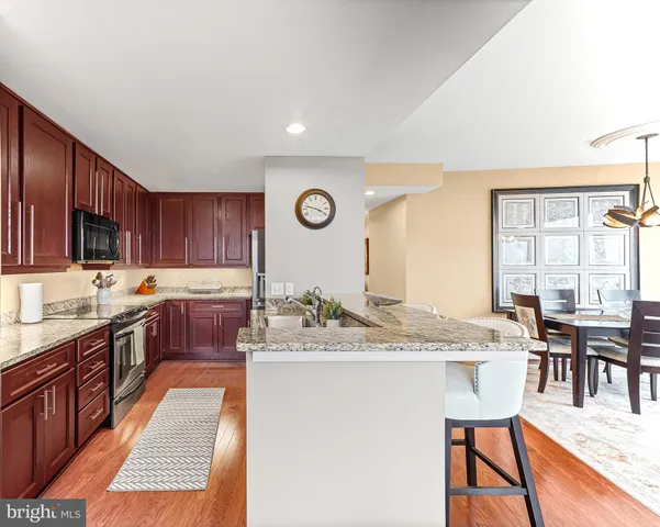 a kitchen with lots of counter top space
