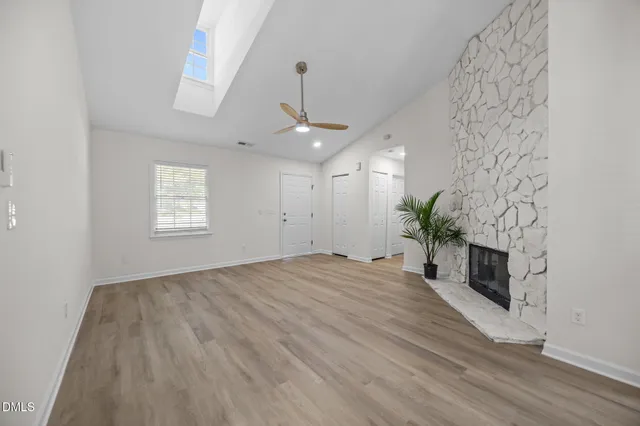 an empty room with windows