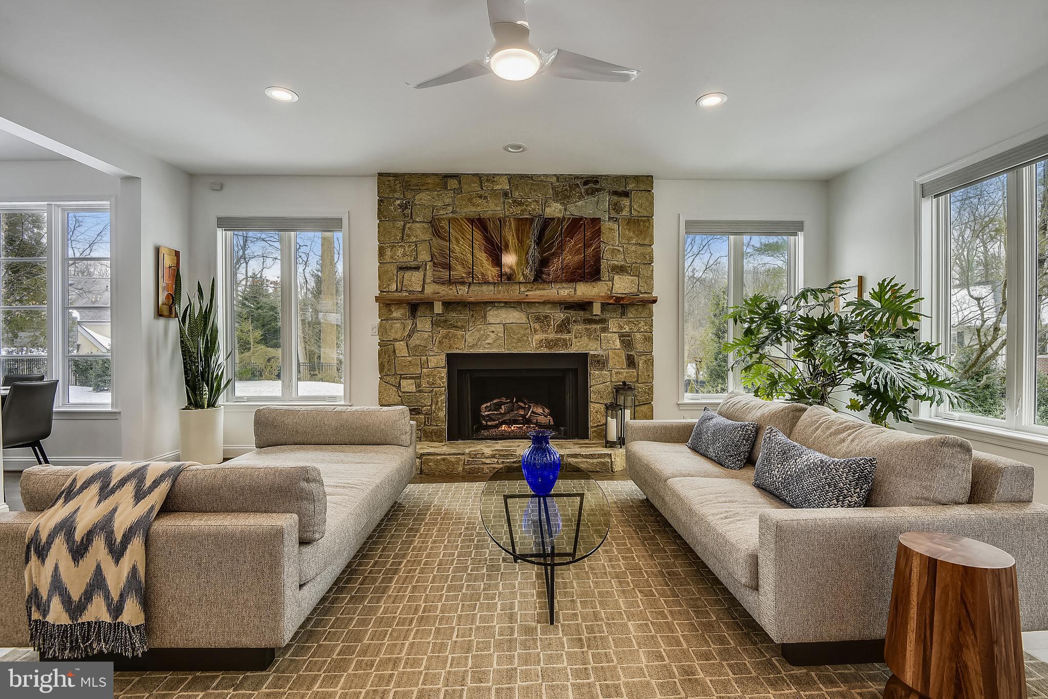 8907 Burdette Road Bethesda, MD 20817 - Photo 14 of 48 Family Room with Oversized Gas Fireplace