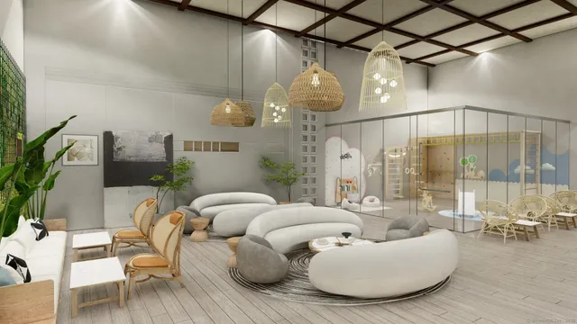 a living room with furniture