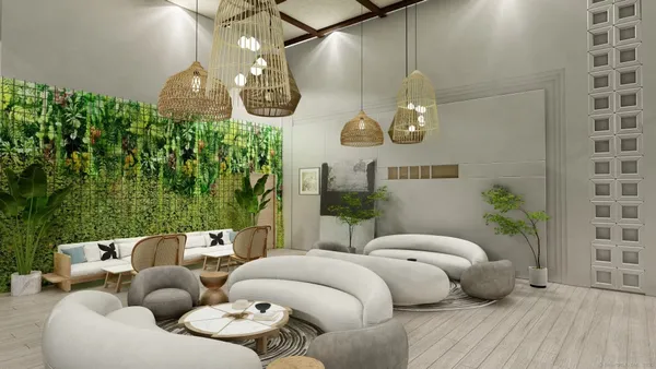 a living room with furniture