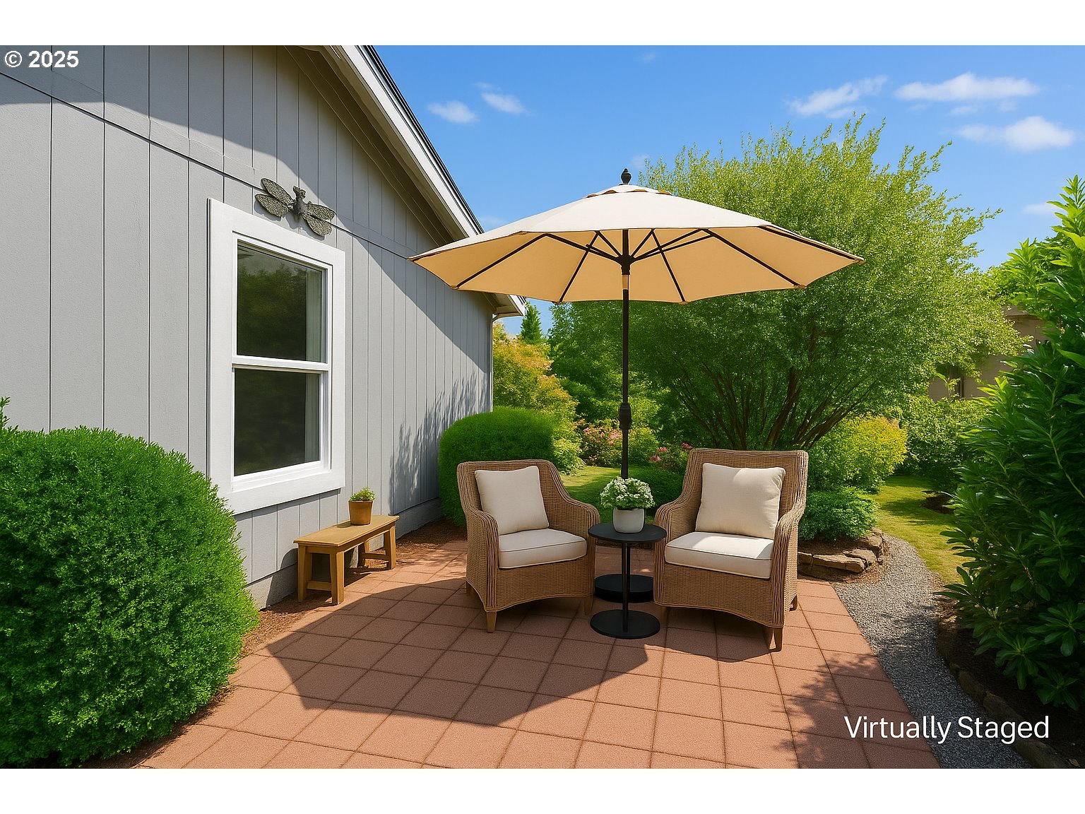 17629 Northwest Shady Fir Loop Beaverton, OR 97006 - Photo 24 of 27 a backyard of a house with table and chairs
