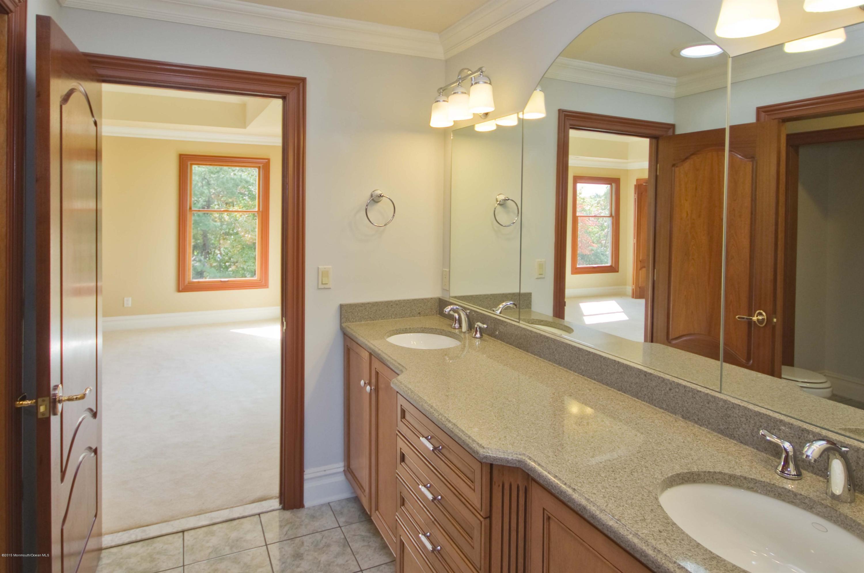 81 Potts Road Robbinsville, NJ 08691 - Photo 25 of 37 a bathroom with a granite countertop sink and a mirror