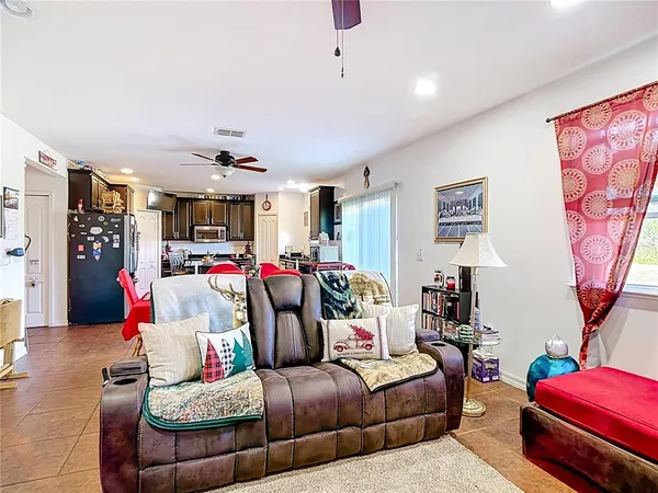 a living room with furniture and a couch