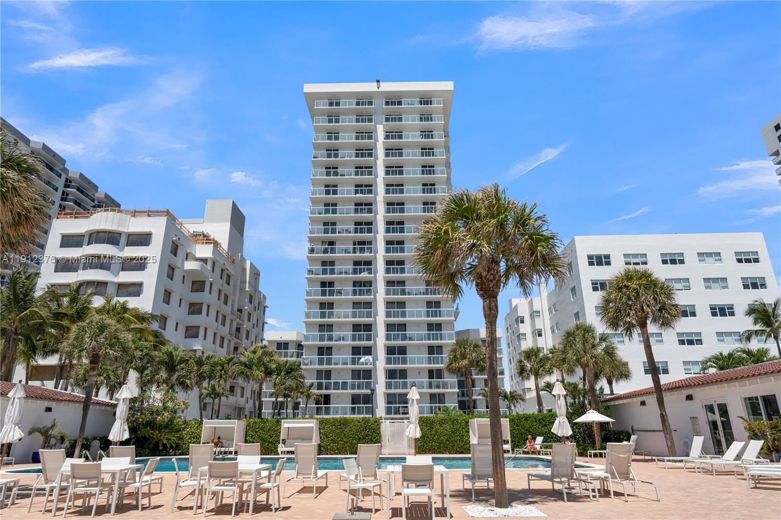a front view of a building with street view