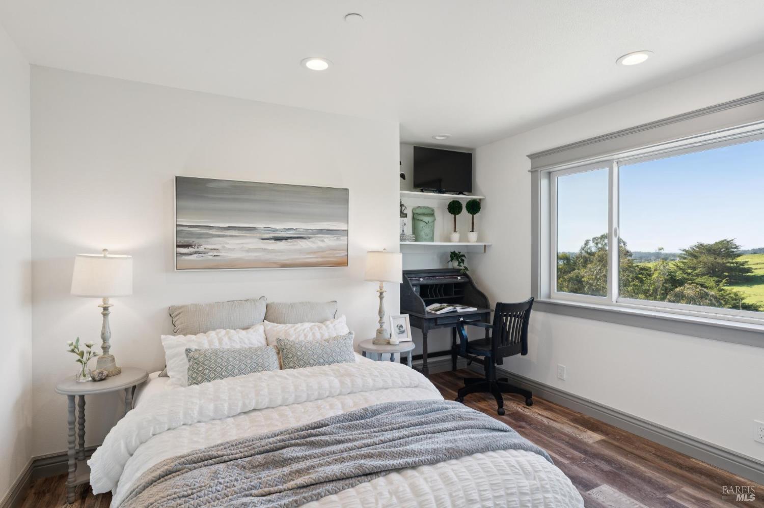88 Cypress Loop Bodega Bay, CA 94923 - Photo 58 of 88 Upstairs guest bedroom located near the elevator offers recessed lighting and beautiful hillside views.