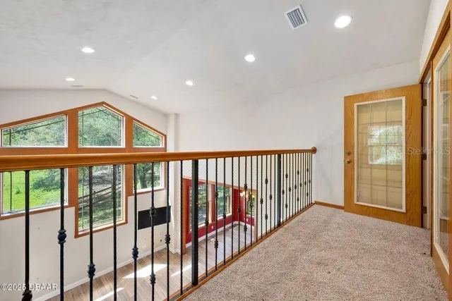 a view of a bench in a garden