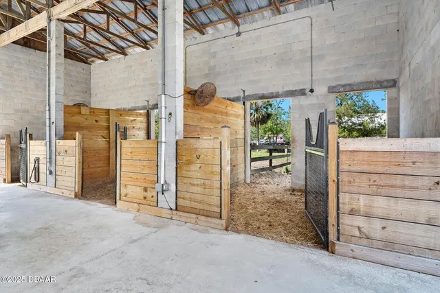 a view of a room with racks on the wall