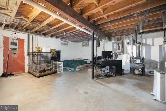 a view of a storage room with a small space