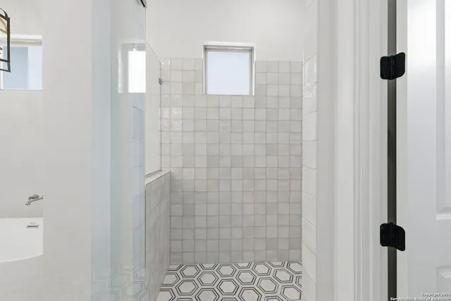 a bathroom with a shower