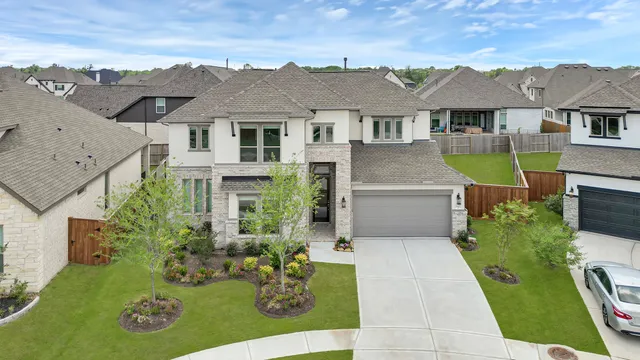 an aerial view of a house