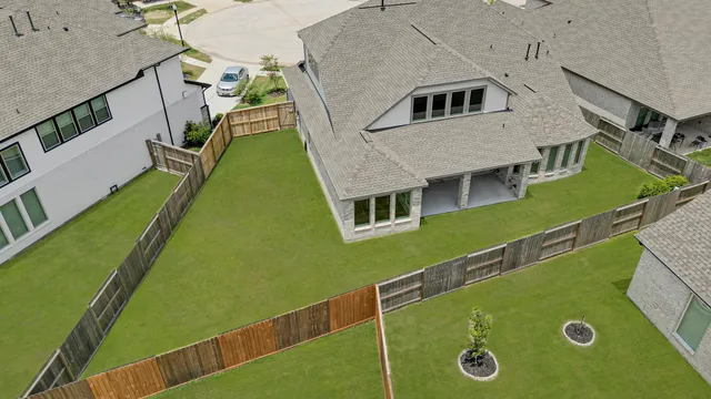 an aerial view of a house