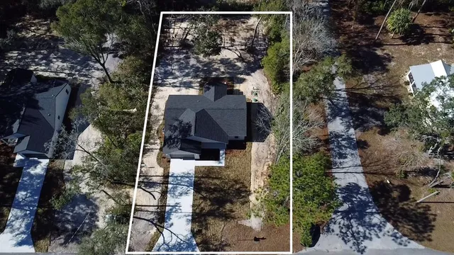 an aerial view of a house