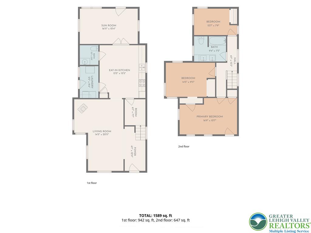 1114 Fox Gap Road Bangor, PA 18013 - Photo 61 of 63 A detailed layout illustrates the functional flow of both levels in this two-story home.