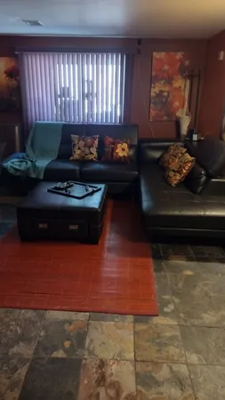 a living room with furniture