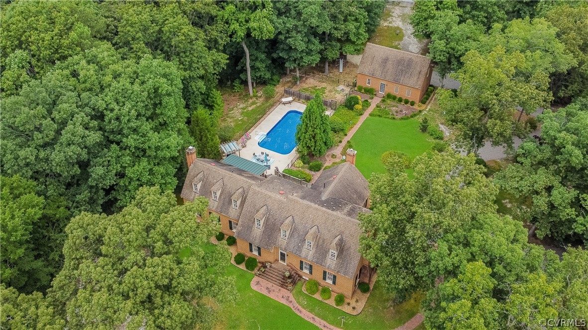 1290 Johns Road Carson, VA 23830 - Photo 3 of 48 an aerial view of a house with outdoor space pool seating area and yard