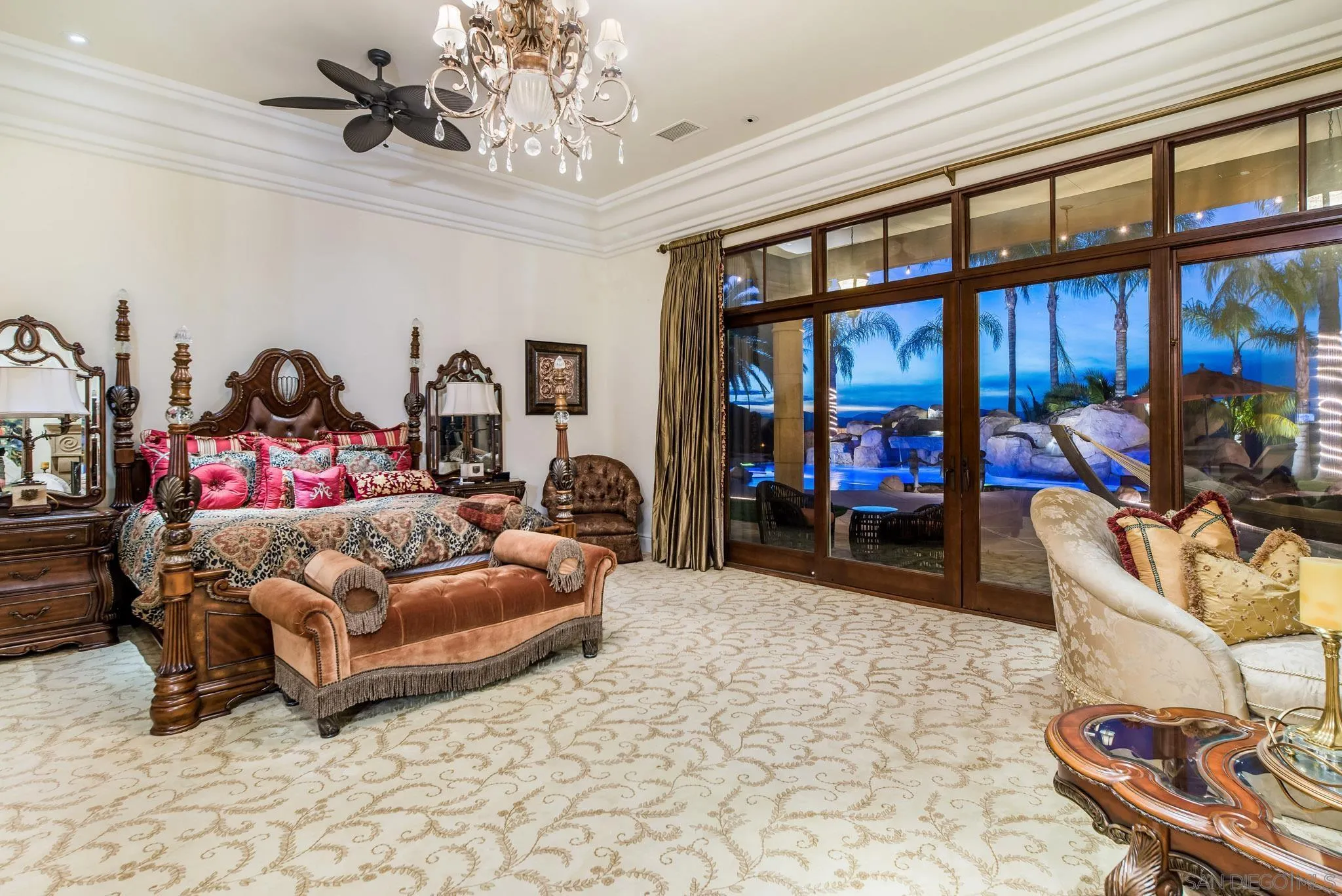 14160 Augusta Court Poway, CA 92064 - Photo 18 of 26 a living room with furniture gym equipment and a chandelier