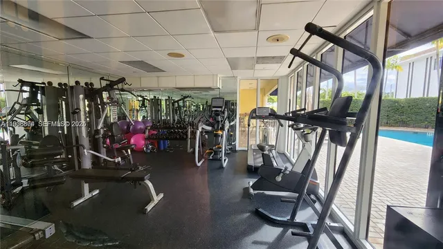 a view of a room with gym equipment