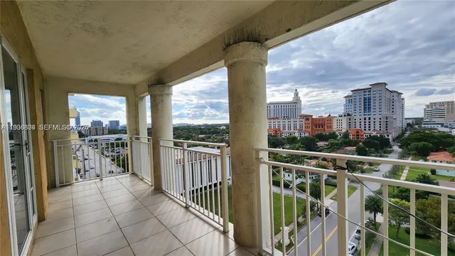 a view of a city from a balcony