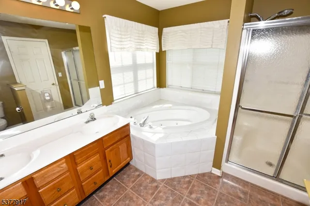 a bathroom with a sink a mirror and a shower