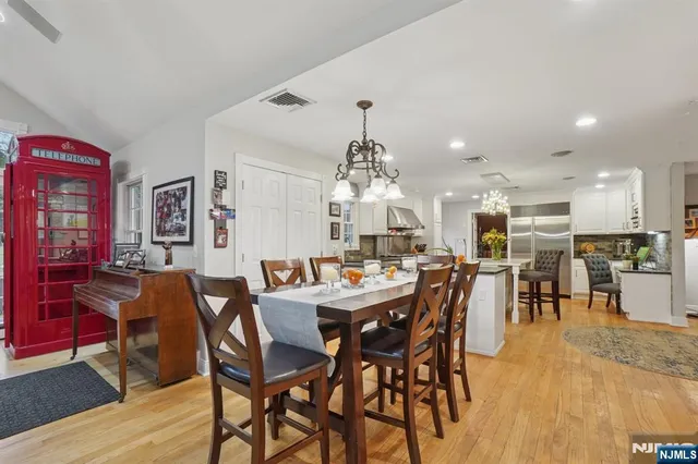 a view of a dining area with furniture