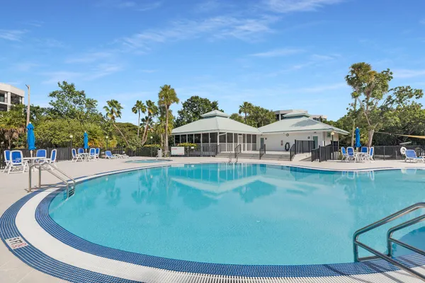 a view of a lake with a city