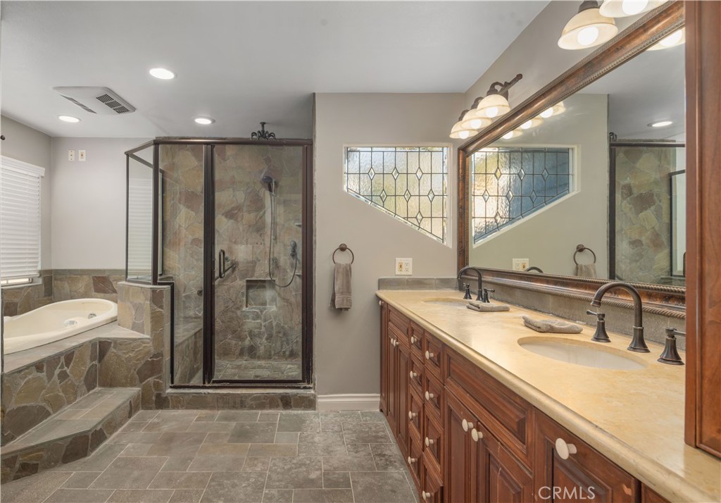 2201 Agnes Road Manhattan Beach, CA 90266 - Photo 26 of 36 a bathroom with a double vanity sink mirror and shower