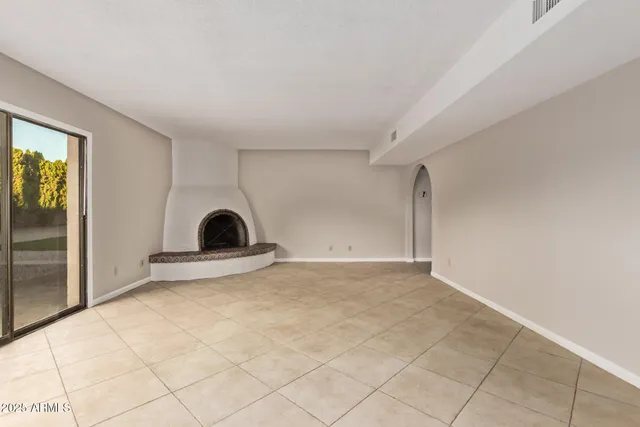 a view of a room with a garage