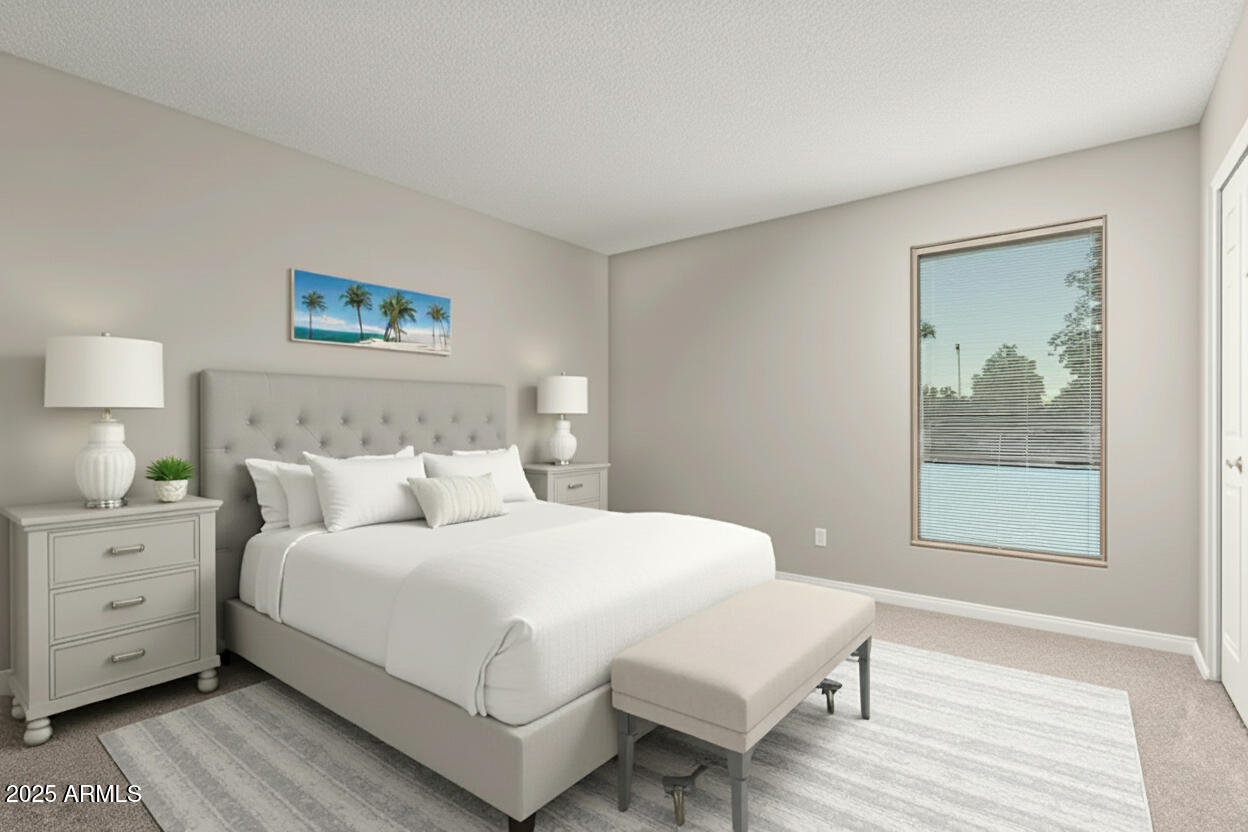 4912 East Ludlow Drive Scottsdale, AZ 85254 - Photo 26 of 36 a bedroom with a bed and a painting on the wall