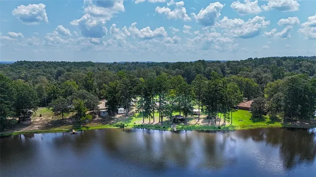 a view of a lake with houses
