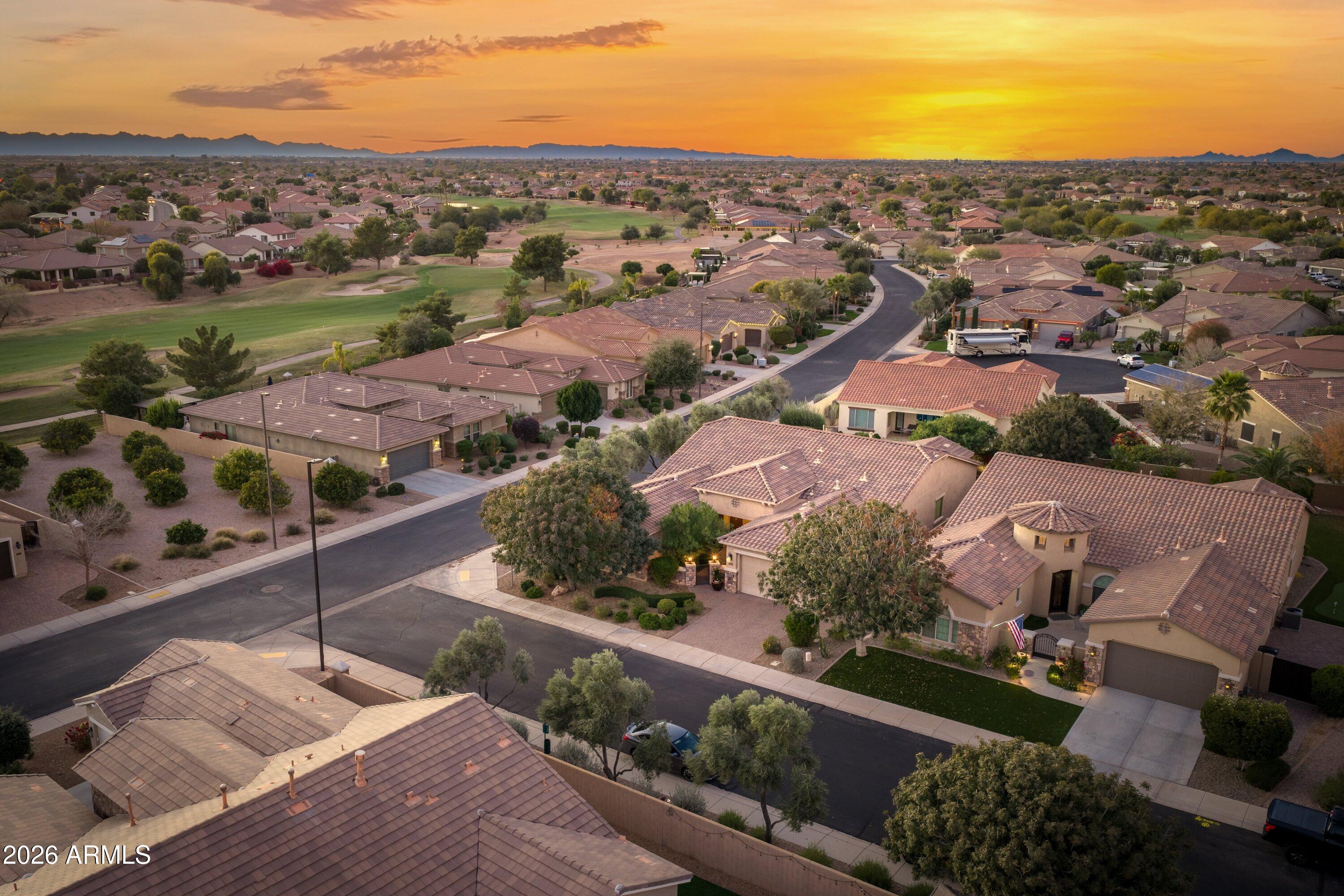 3738 East Riopelle Avenue Gilbert, AZ 85298 - Photo 60 of 97 an aerial view of residential houses with outdoor space