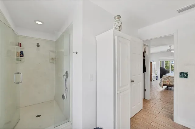 a bathroom with a shower